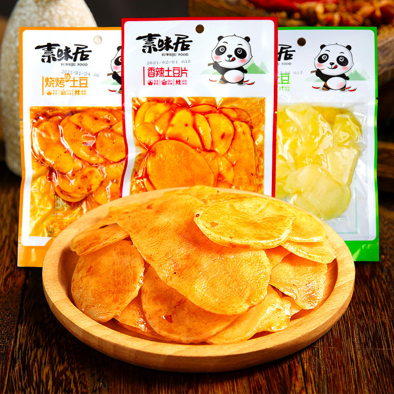 素味居烧烤味土豆片零食90g*12袋四川开袋即食洋芋片下饭非油炸小吃