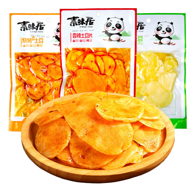 素味居烧烤味土豆片零食90g*12袋四川开袋即食洋芋片下饭非油炸小吃