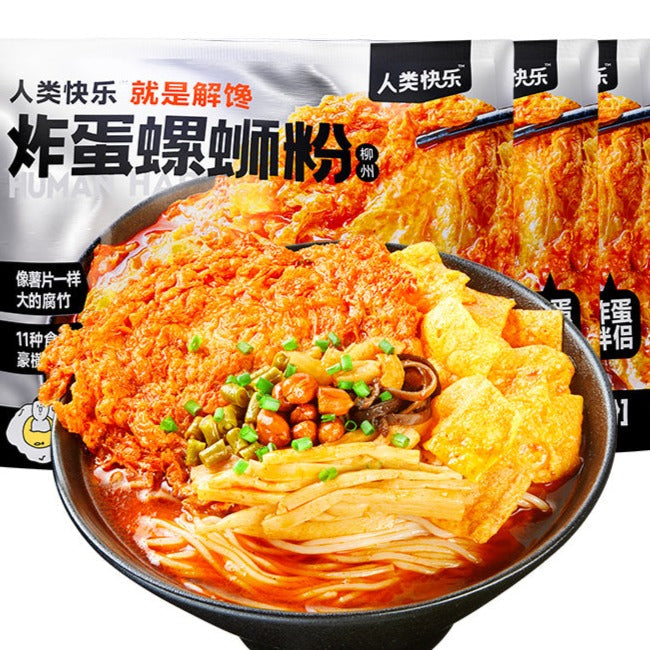 人类快乐招牌炸蛋螺蛳粉350g广西柳州螺丝粉解馋方便螺狮粉酸辣米线